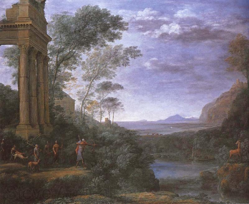Claude Lorrain Landscape with Ascanius shooting Silvia deer Germany oil painting art